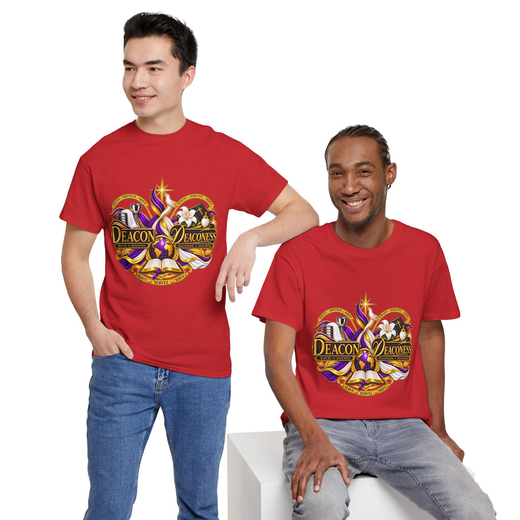 Deacon & Deaconess Heart Logo T-Shirt — Church Ministry Tee (Purple & Gold)