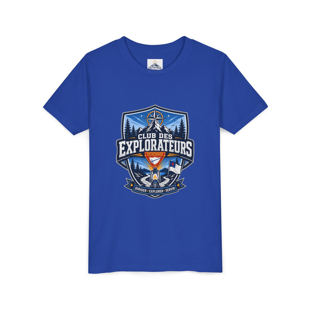 Explorateurs T-shirt pour les jeunes | Compas de camping, feu de camp, pins
