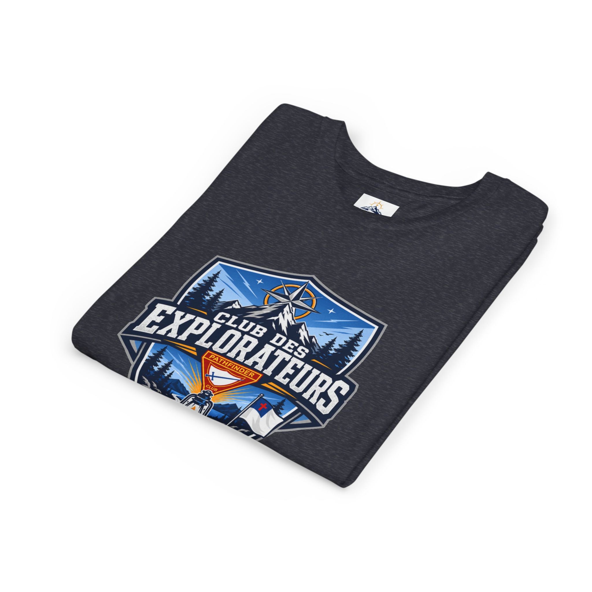 Explorateurs T-shirt pour les jeunes | Compas de camping, feu de camp, pins