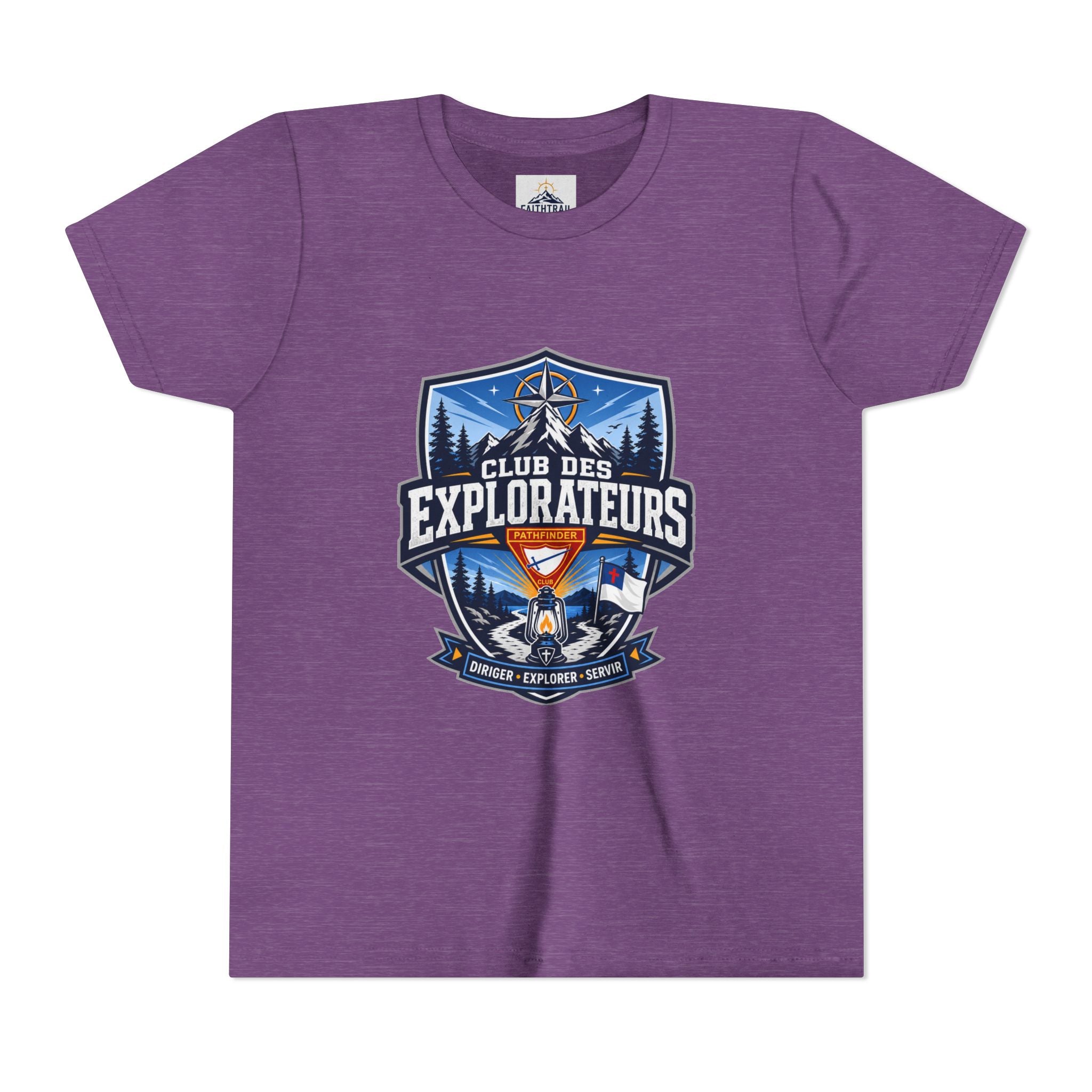 Explorateurs T-shirt pour les jeunes | Compas de camping, feu de camp, pins