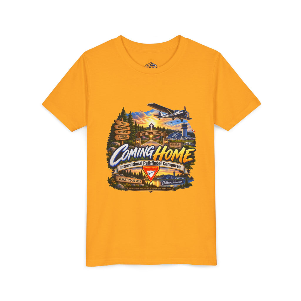 International Pathfinder Camporee - Stand Strong - Osh Kosh T-Shirt/Youth Tee — "Coming Home"