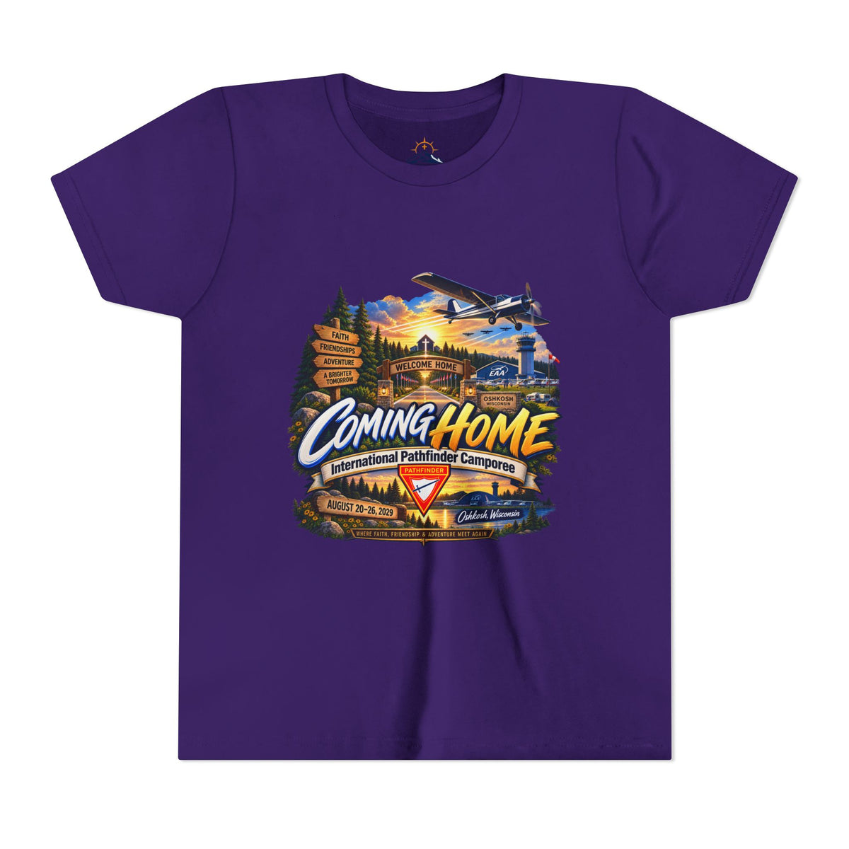 International Pathfinder Camporee - Stand Strong - Osh Kosh T-Shirt/Youth Tee — "Coming Home"