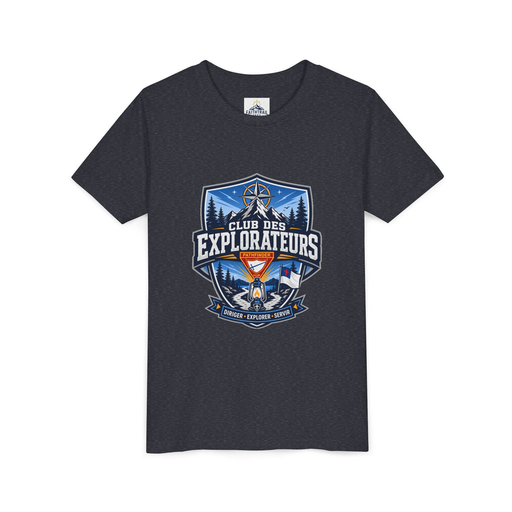 Explorateurs T-shirt pour les jeunes | Compas de camping, feu de camp, pins