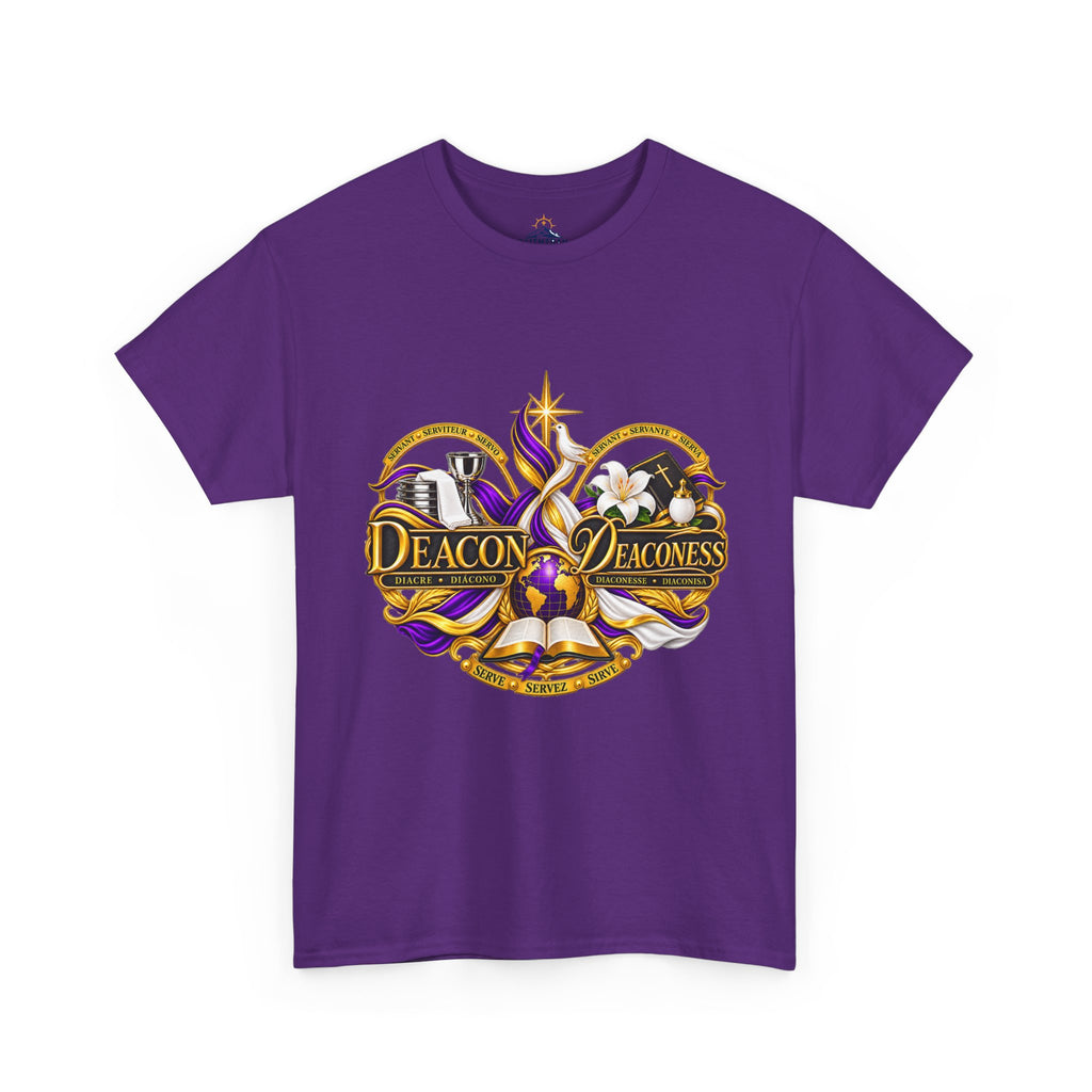 Deacon & Deaconess Heart Logo T-Shirt — Church Ministry Tee (Purple & Gold)
