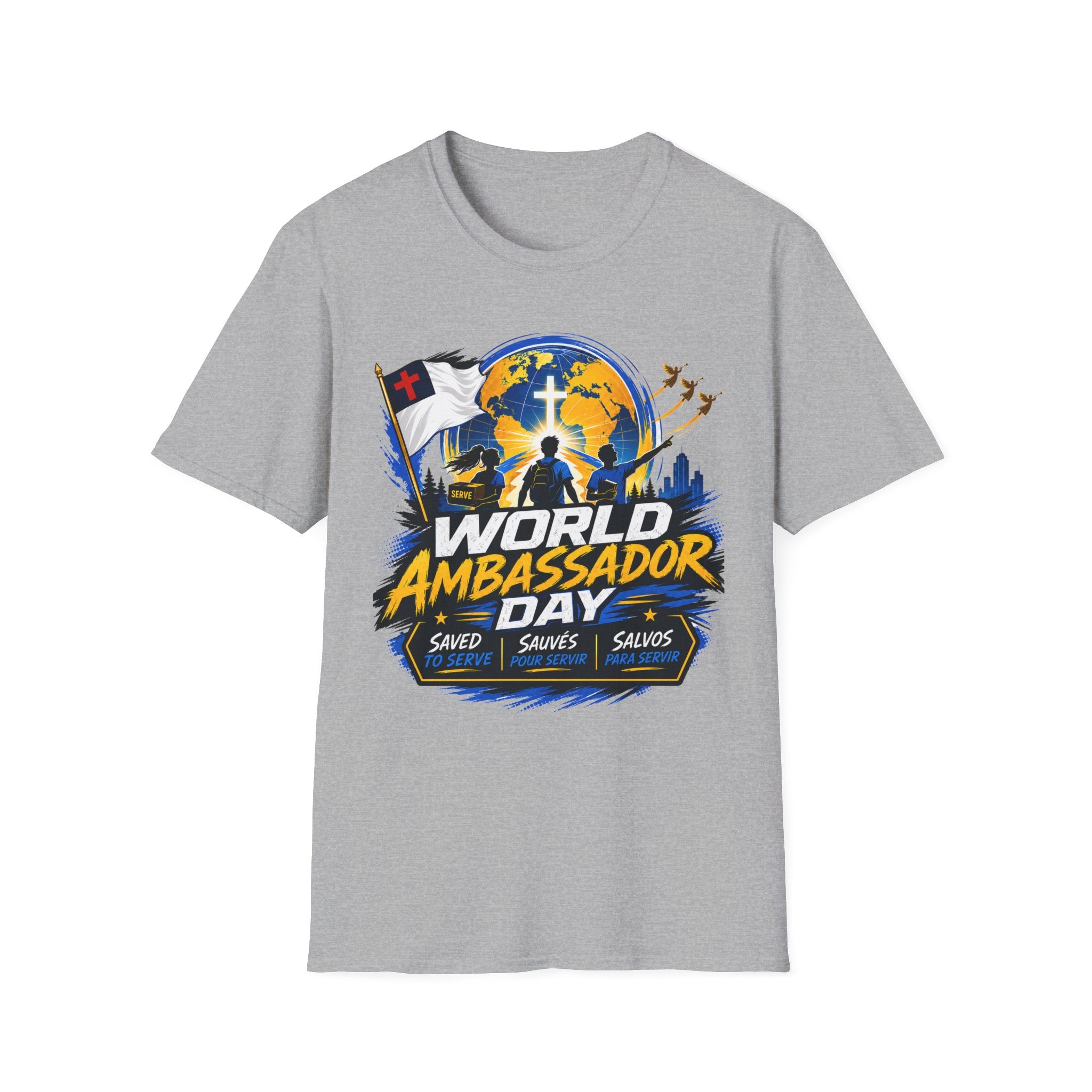 World Ambassador Day Adult Unisex T-Shirt | Christian Faith Cross Globe Design