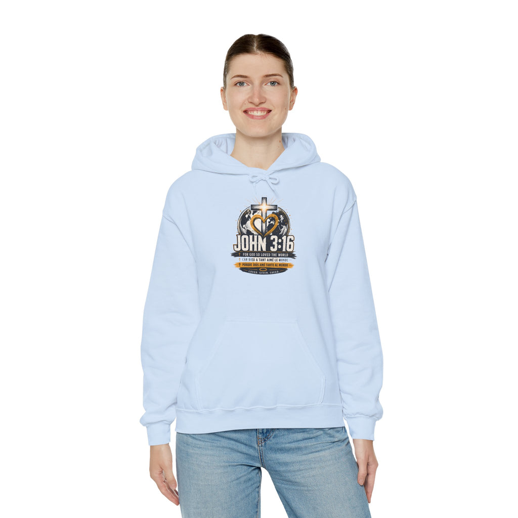 John 3:16 Christian Hoodie — Faith Cross Gospel Sweatshirt