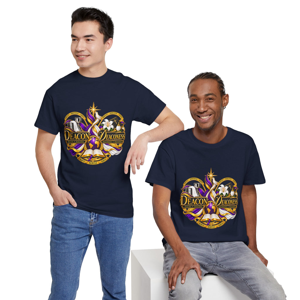 Deacon & Deaconess Heart Logo T-Shirt — Church Ministry Tee (Purple & Gold)