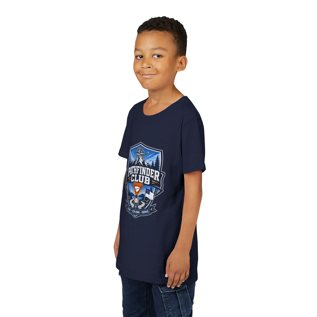 Conquistadores Camiseta para jóvenes | Camping Compass, Fogata, Pinos