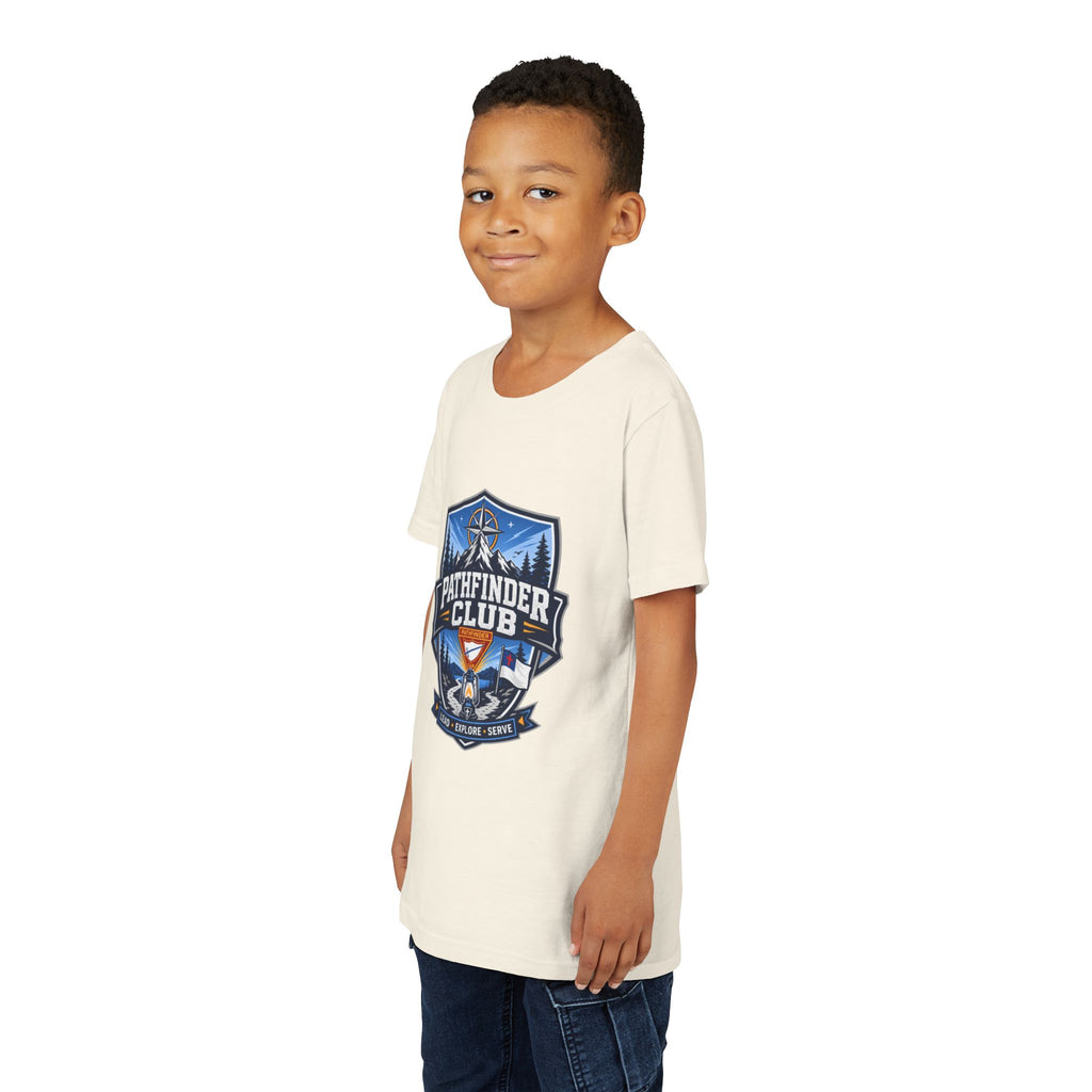 Conquistadores Camiseta para jóvenes | Camping Compass, Fogata, Pinos