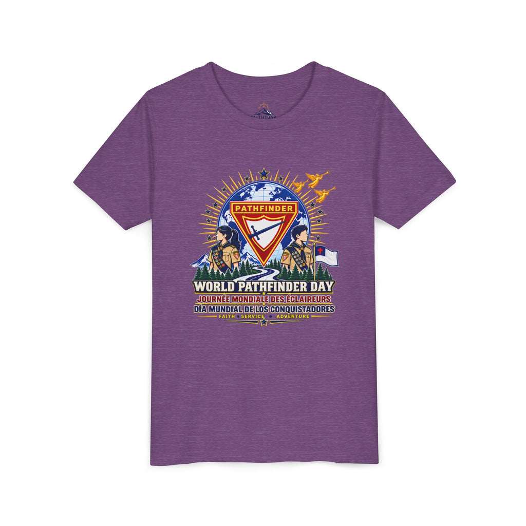 Youth Tee — World Pathfinder Day Badge Graphic (Trilingual)