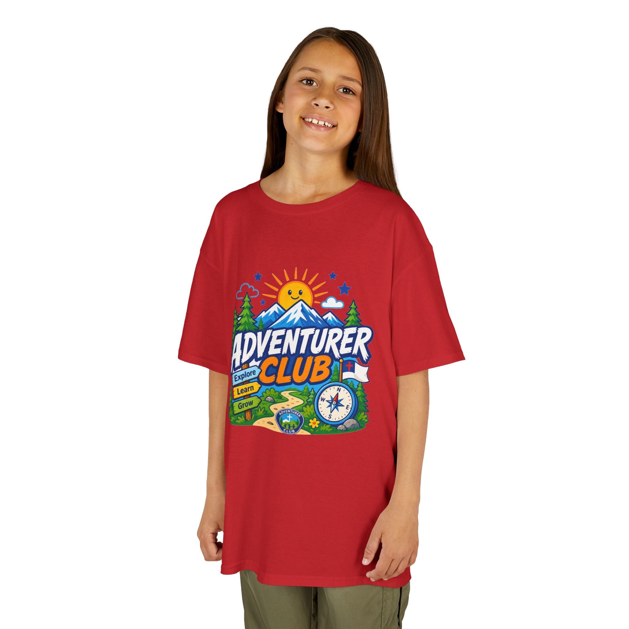 Adventurer Club Kids Tee | Camping Compass Sunrise Outdoors