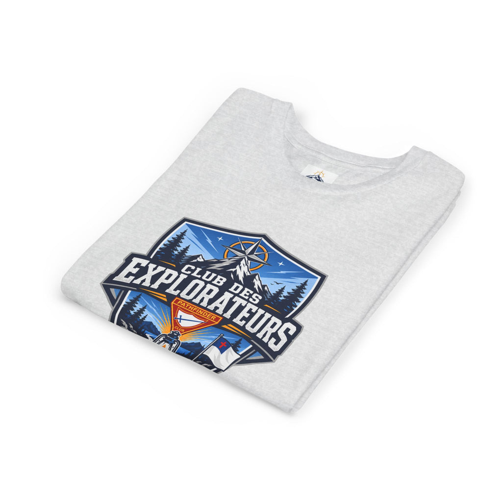 Explorateurs T-shirt pour les jeunes | Compas de camping, feu de camp, pins