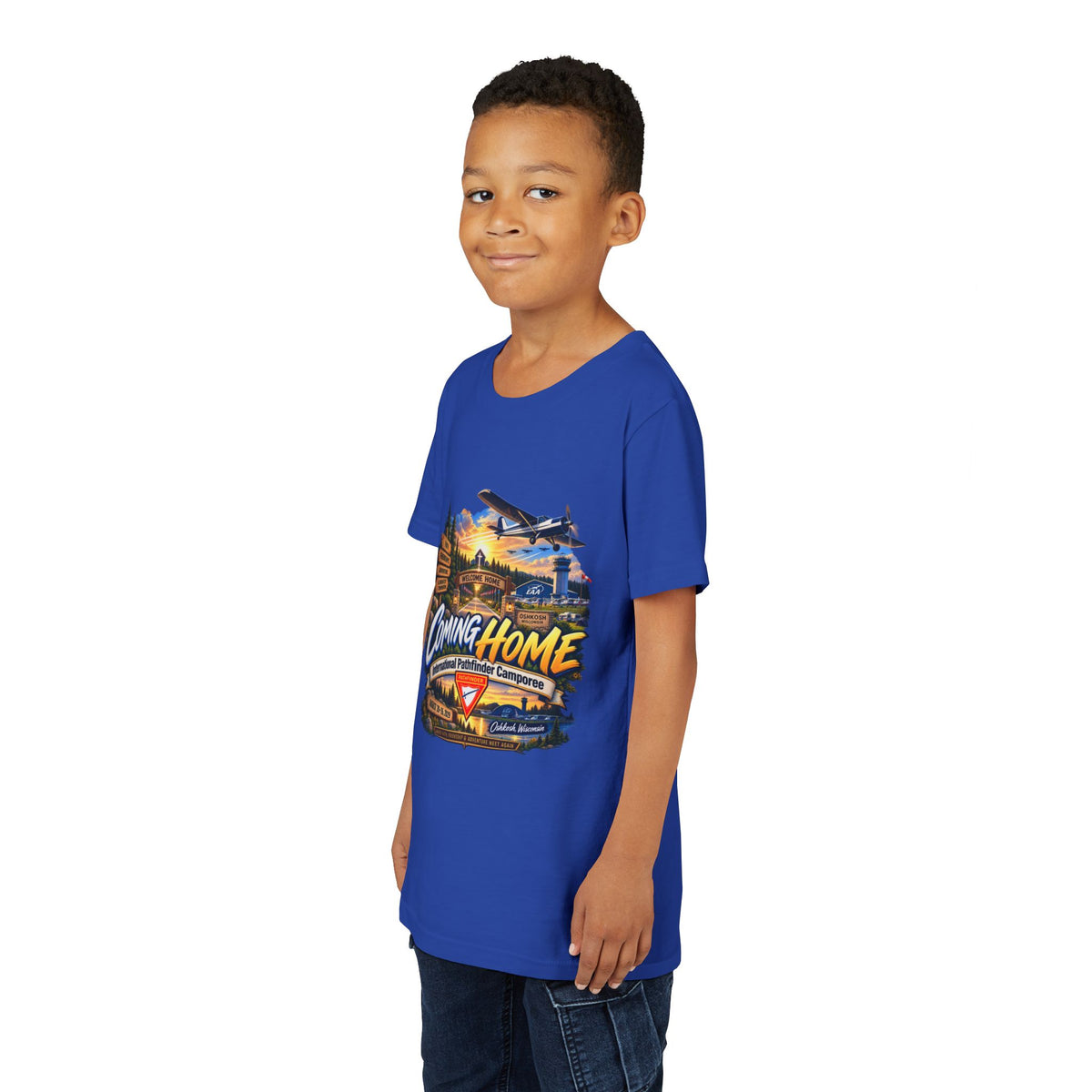 International Pathfinder Camporee - Stand Strong - Osh Kosh T-Shirt/Youth Tee — "Coming Home"
