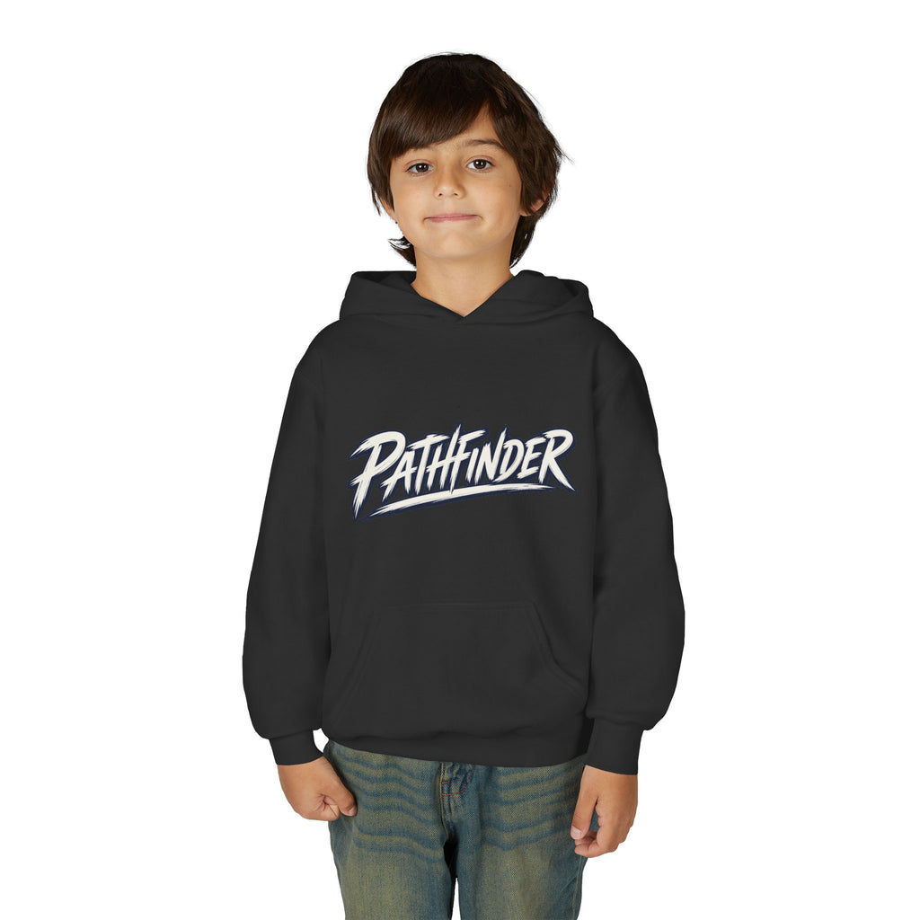 Pathfinder Youth Hoodie — Graphic Youth Pullover with Bold Script Logo