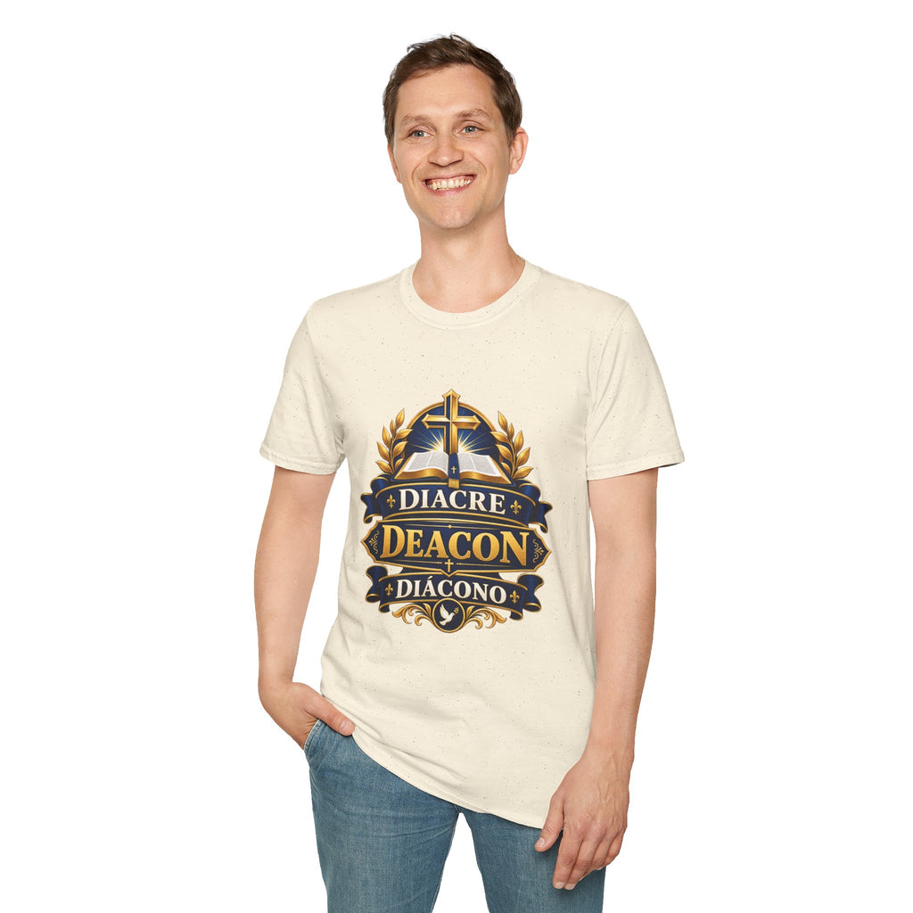 Deacon Faith T-Shirt — 'Diacre' Church Cross & Bible Emblem