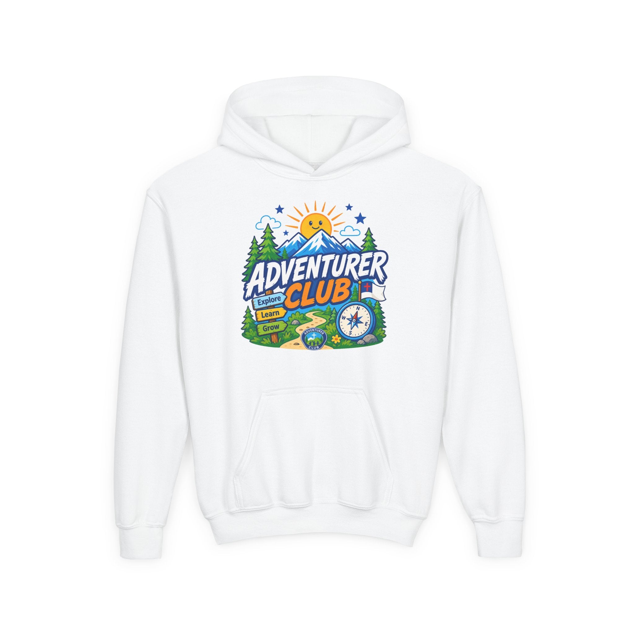 Adventurer Club Graphic Hoodie for Kids | Youth Sweatshirt, Outdoor Camping Design