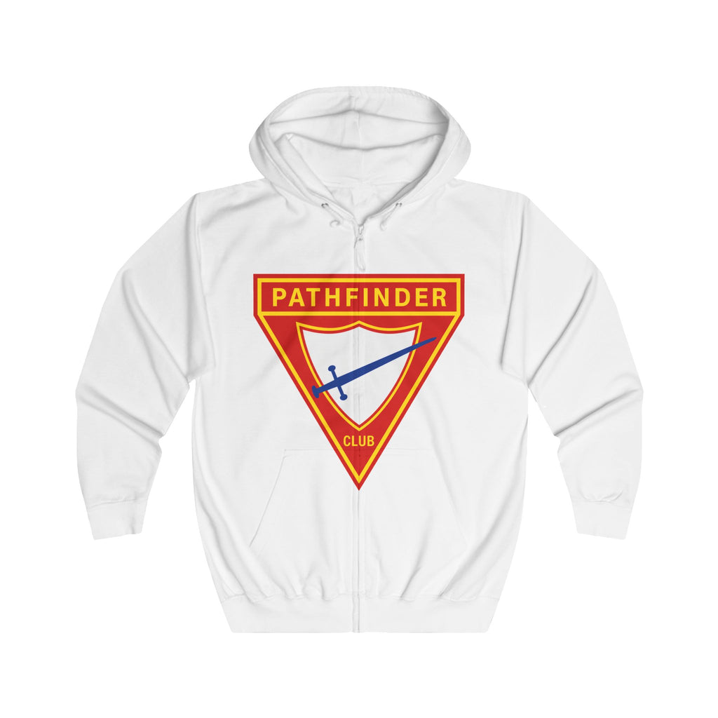 Pathfinder Club Zip Hoodie – Retro Shield Logo Hoodie
