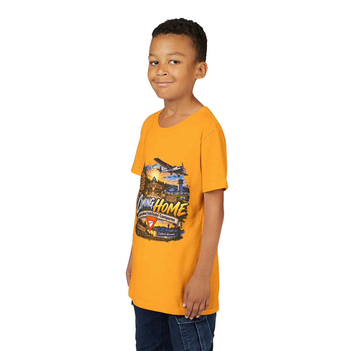 International Pathfinder Camporee - Stand Strong - Osh Kosh T-Shirt/Youth Tee — "Coming Home"
