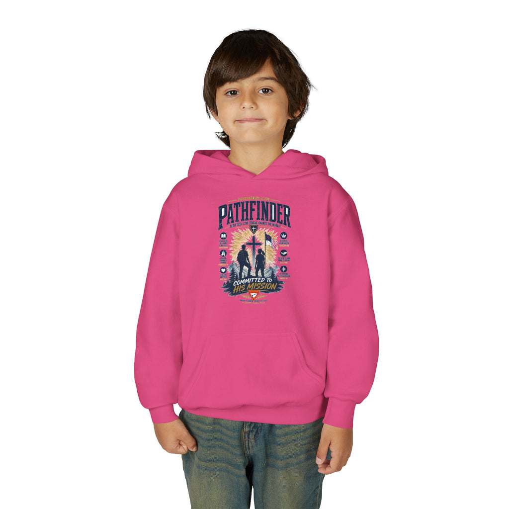 Pathfinder Cross Silhouette youth hoodie | Christian scout adventure design