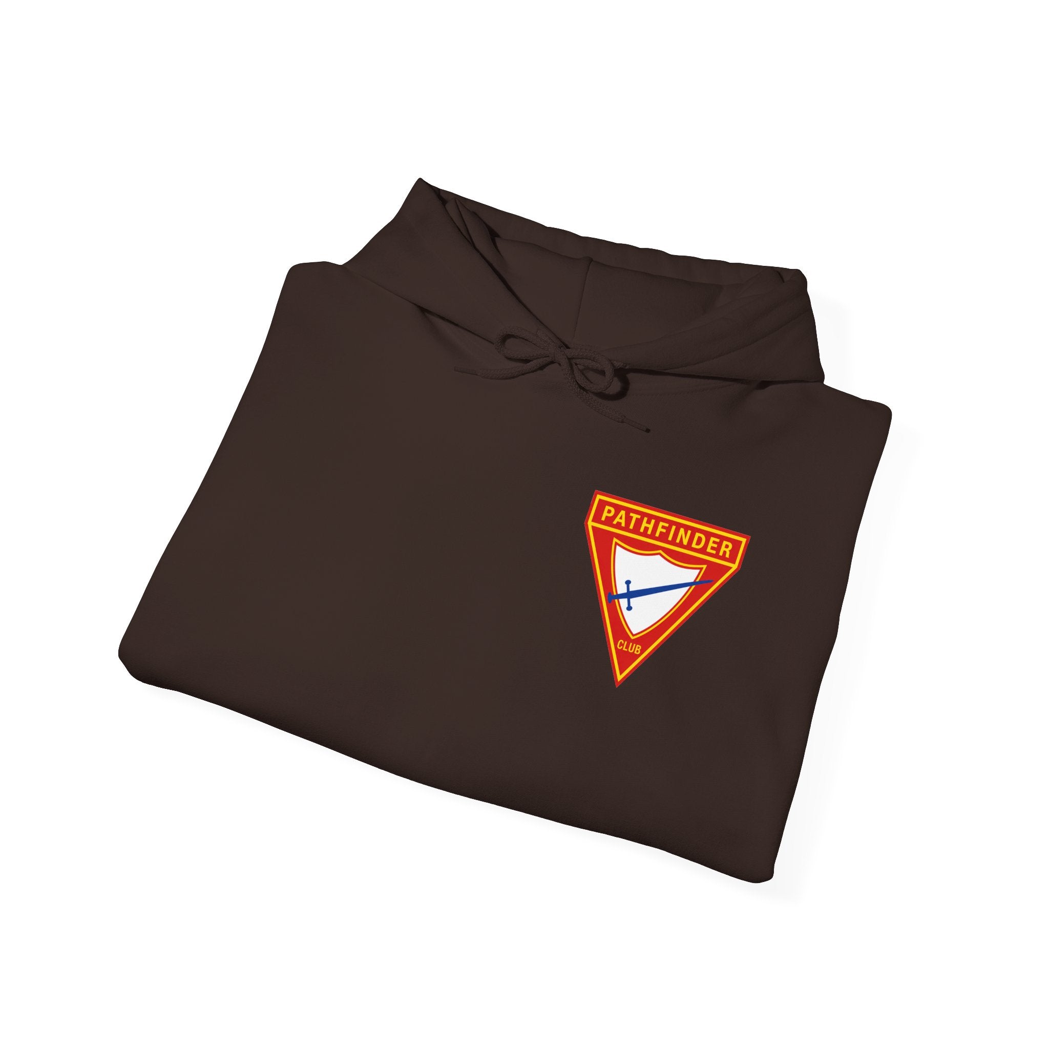 Pathfinder Club Hoodie — Vintage Triangle Patch Logo Hooded Sweatshirt
