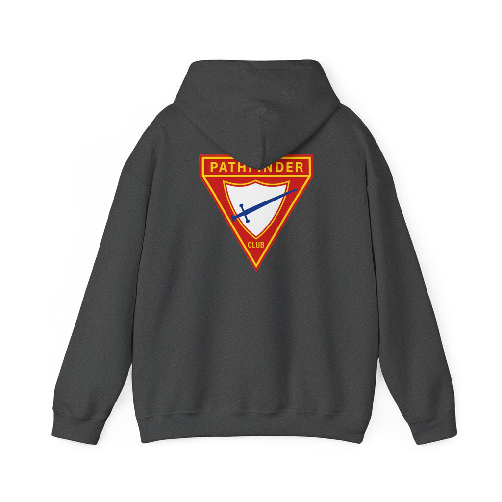 Pathfinder Club Hoodie — Vintage Triangle Patch Logo Hooded Sweatshirt