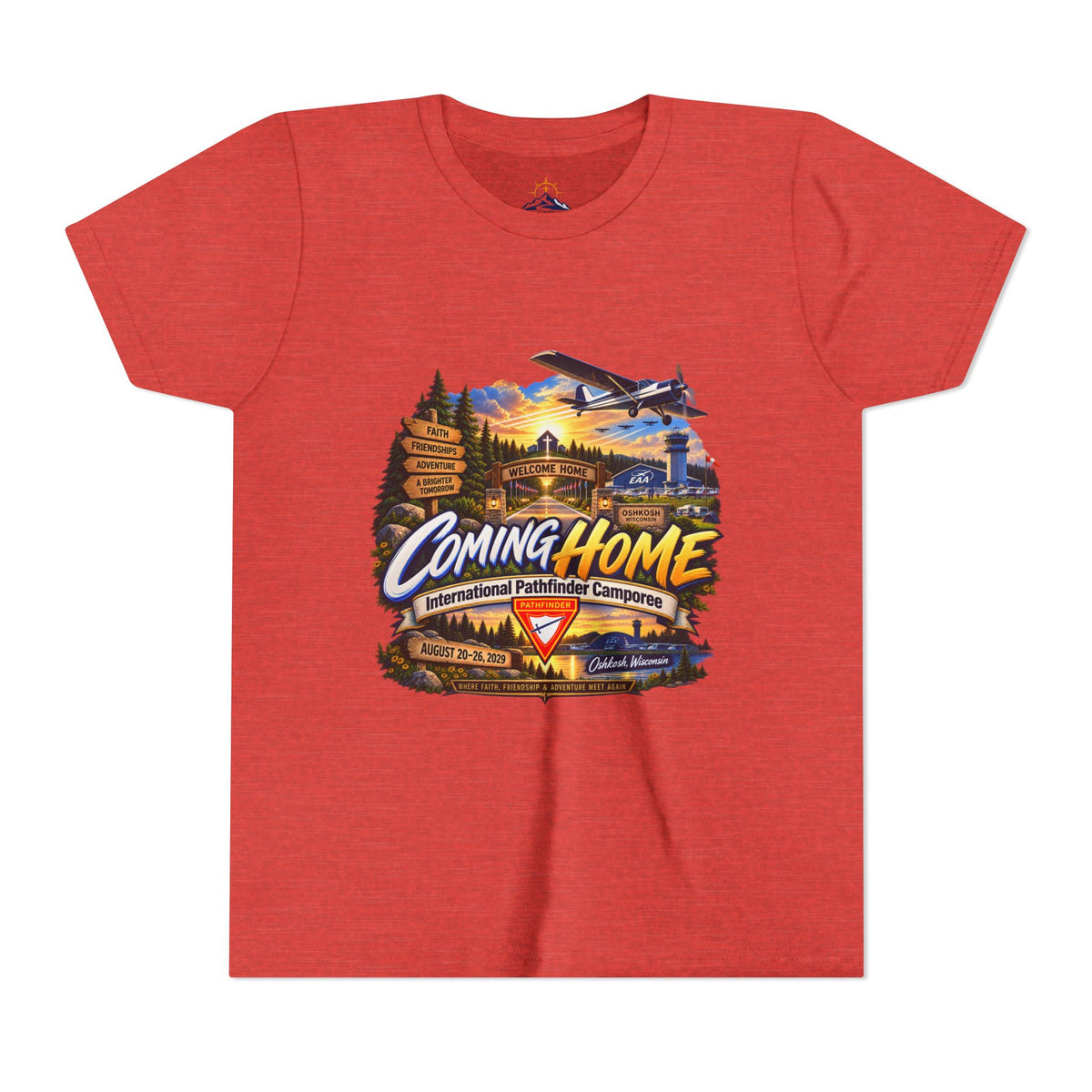International Pathfinder Camporee - Stand Strong - Osh Kosh T-Shirt/Youth Tee — "Coming Home"