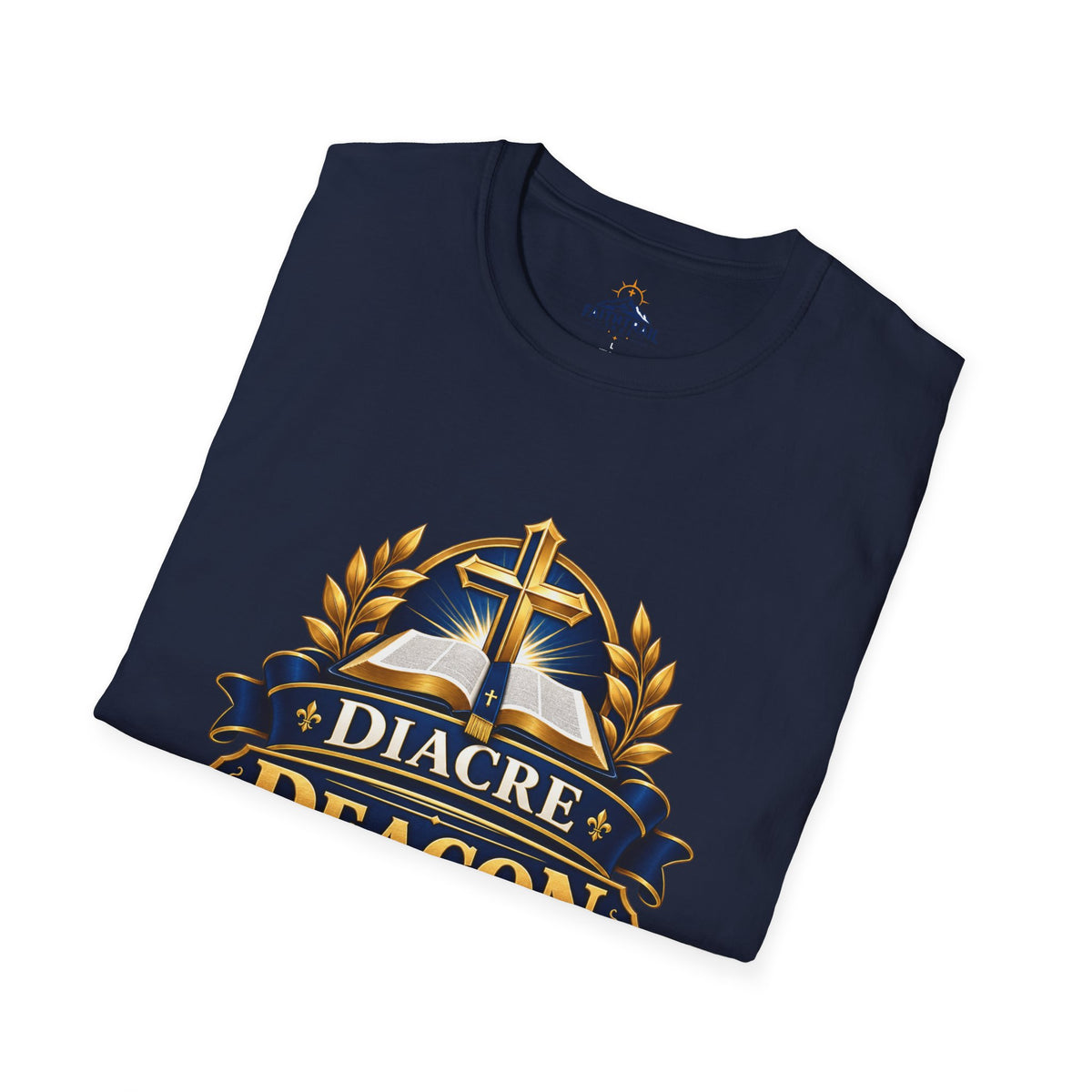 Deacon Faith T-Shirt — 'Diacre' Church Cross & Bible Emblem