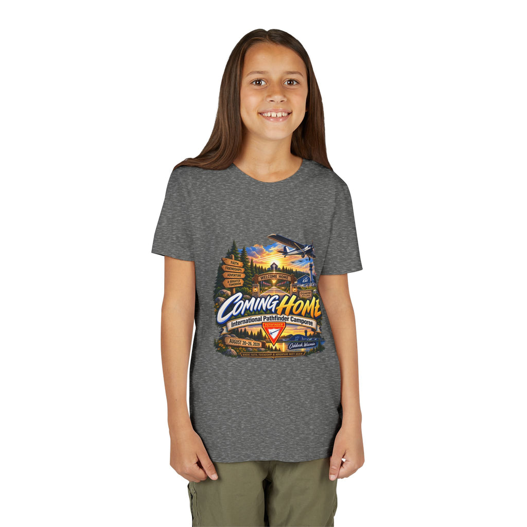 International Pathfinder Camporee - Stand Strong - Osh Kosh T-Shirt/Youth Tee — "Coming Home"