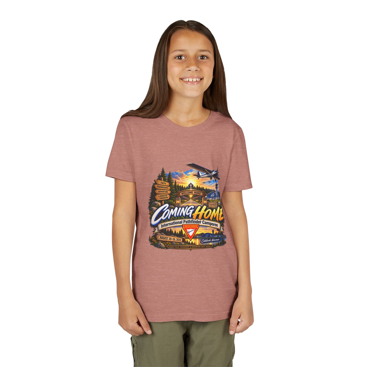 International Pathfinder Camporee - Stand Strong - Osh Kosh T-Shirt/Youth Tee — "Coming Home"