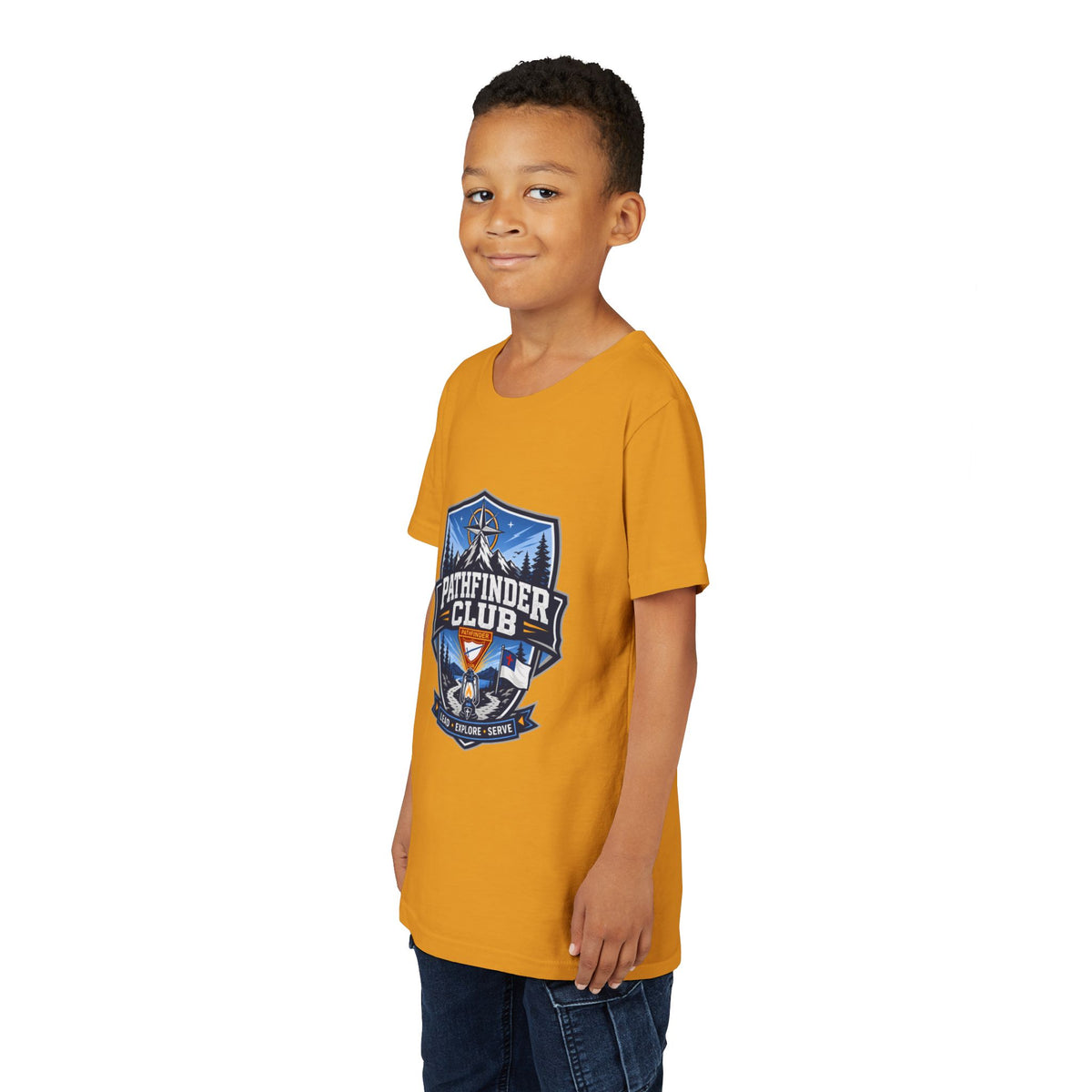 Conquistadores Camiseta para jóvenes | Camping Compass, Fogata, Pinos