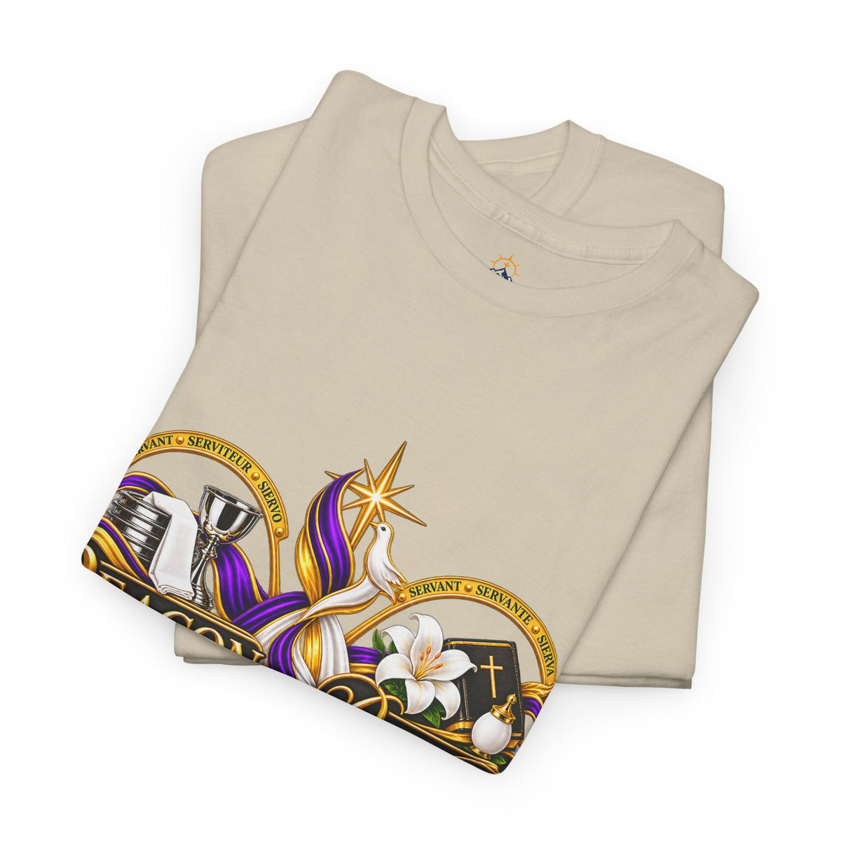 Deacon & Deaconess Heart Logo T-Shirt — Church Ministry Tee (Purple & Gold)