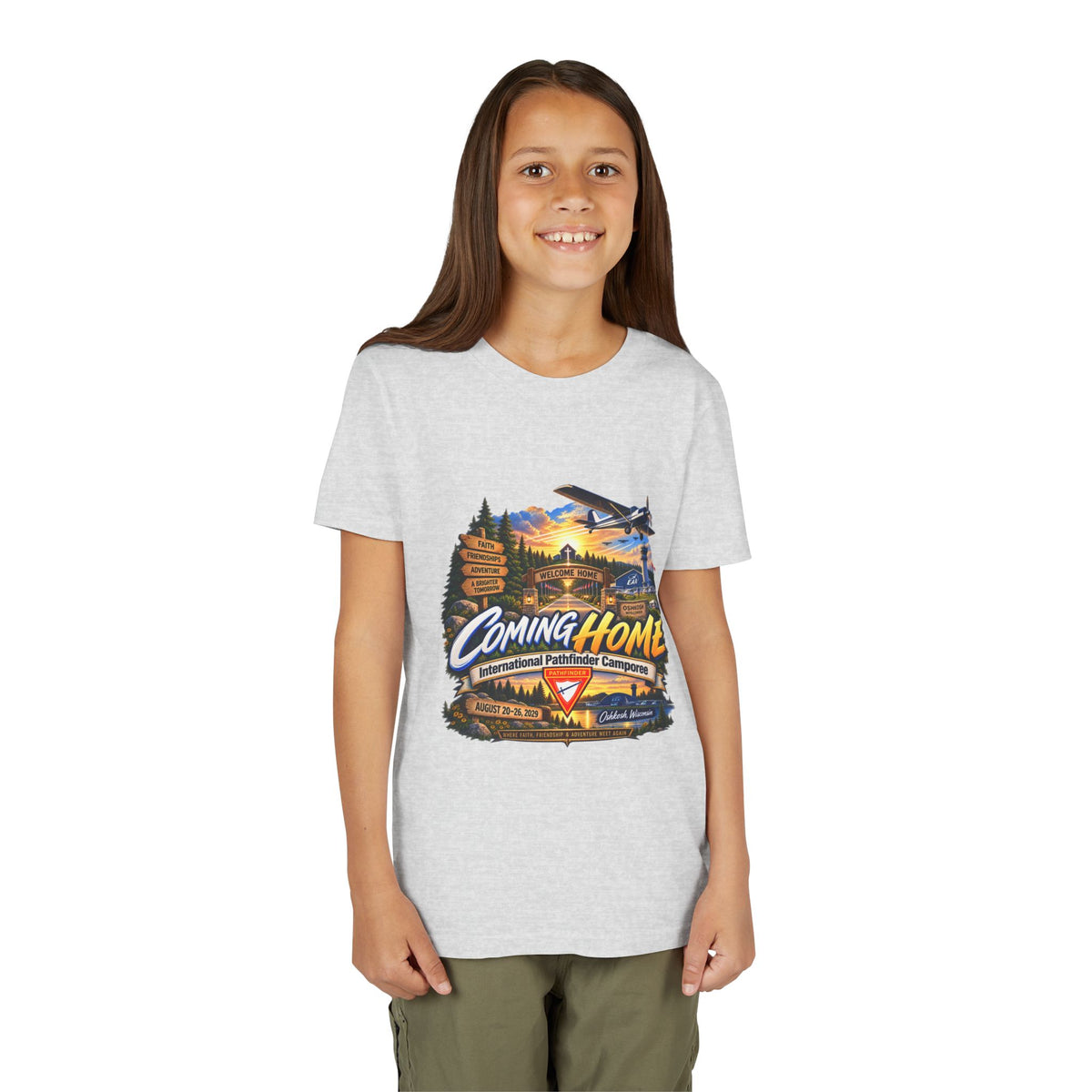 International Pathfinder Camporee - Stand Strong - Osh Kosh T-Shirt/Youth Tee — "Coming Home"