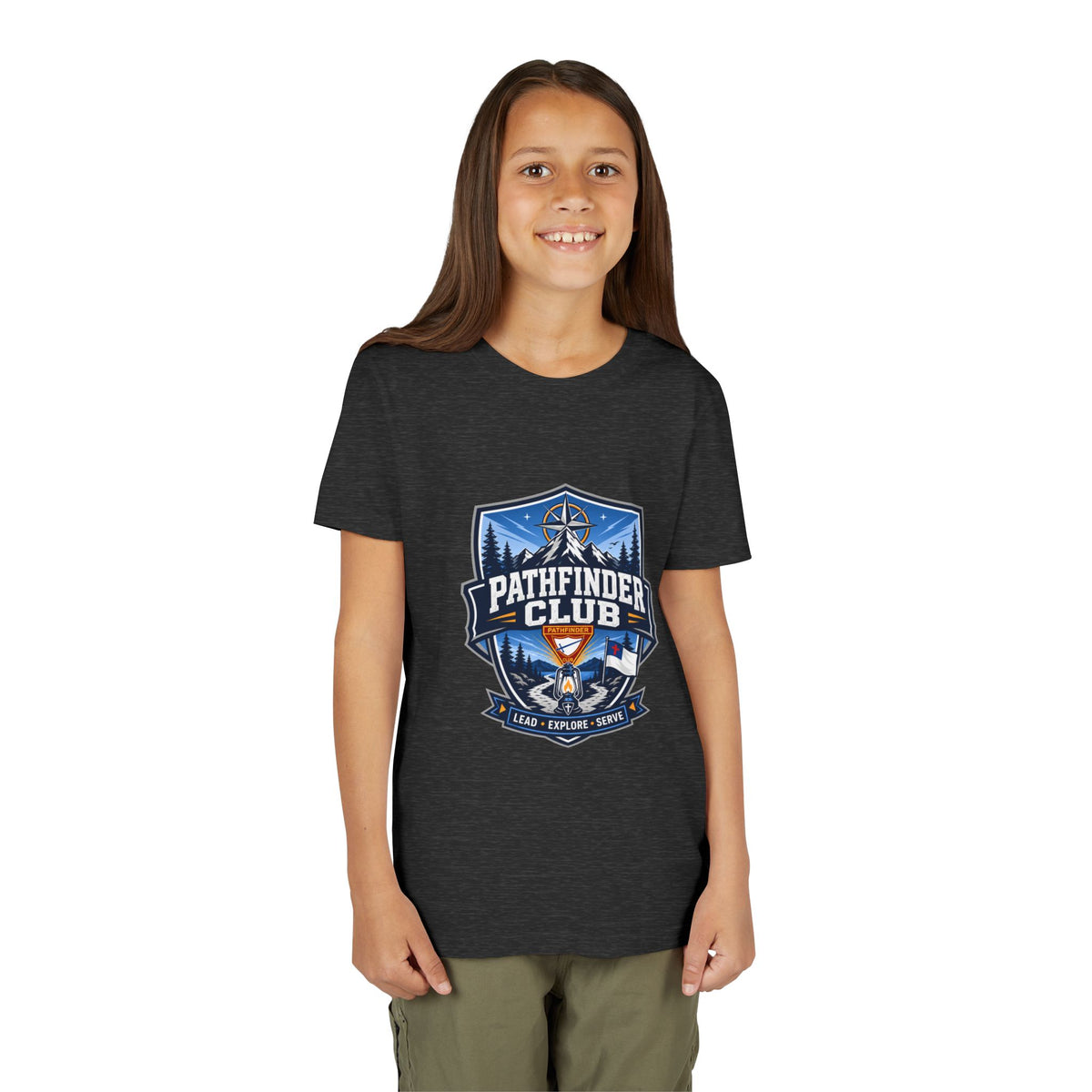 Conquistadores Camiseta para jóvenes | Camping Compass, Fogata, Pinos