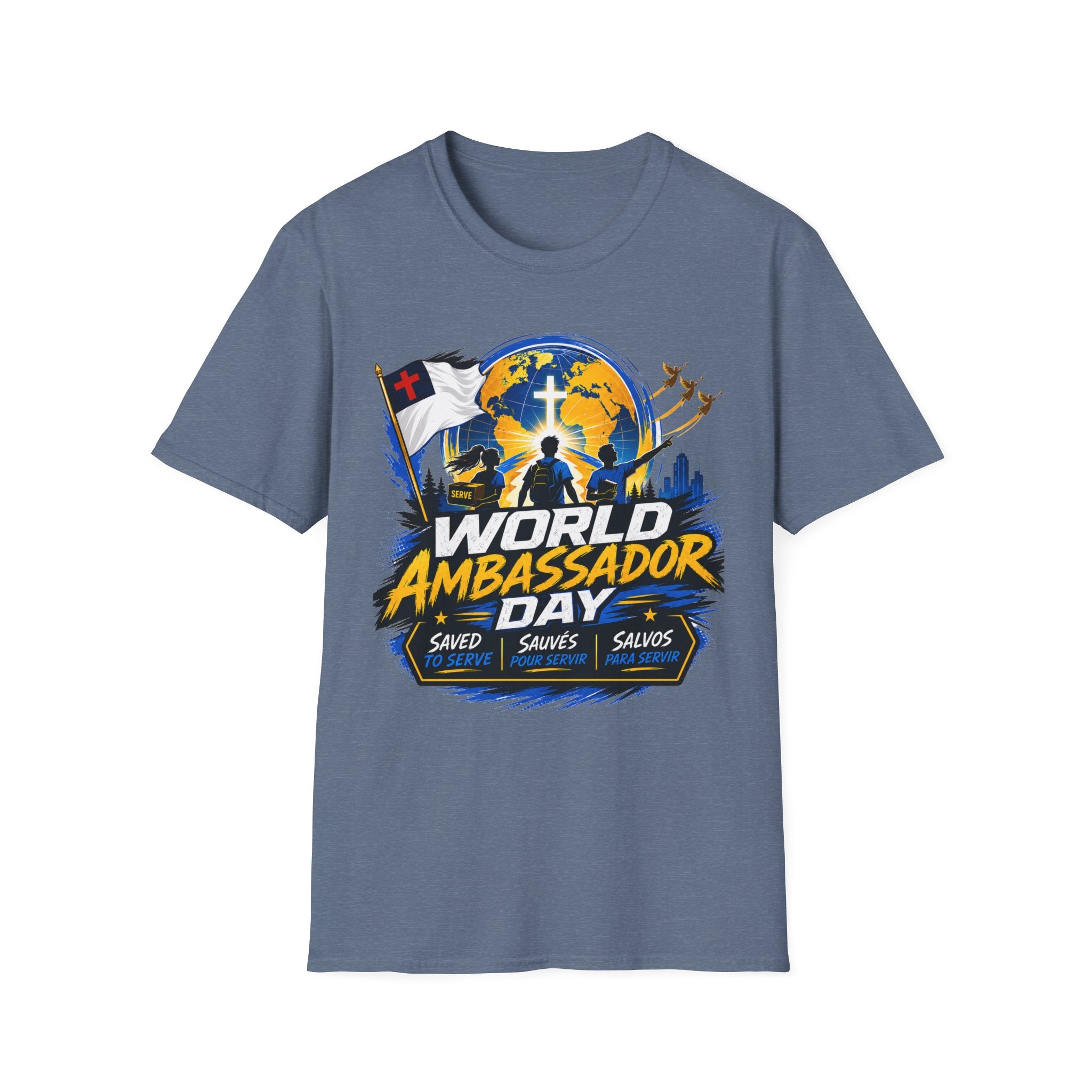 World Ambassador Day Adult Unisex T-Shirt | Christian Faith Cross Globe Design
