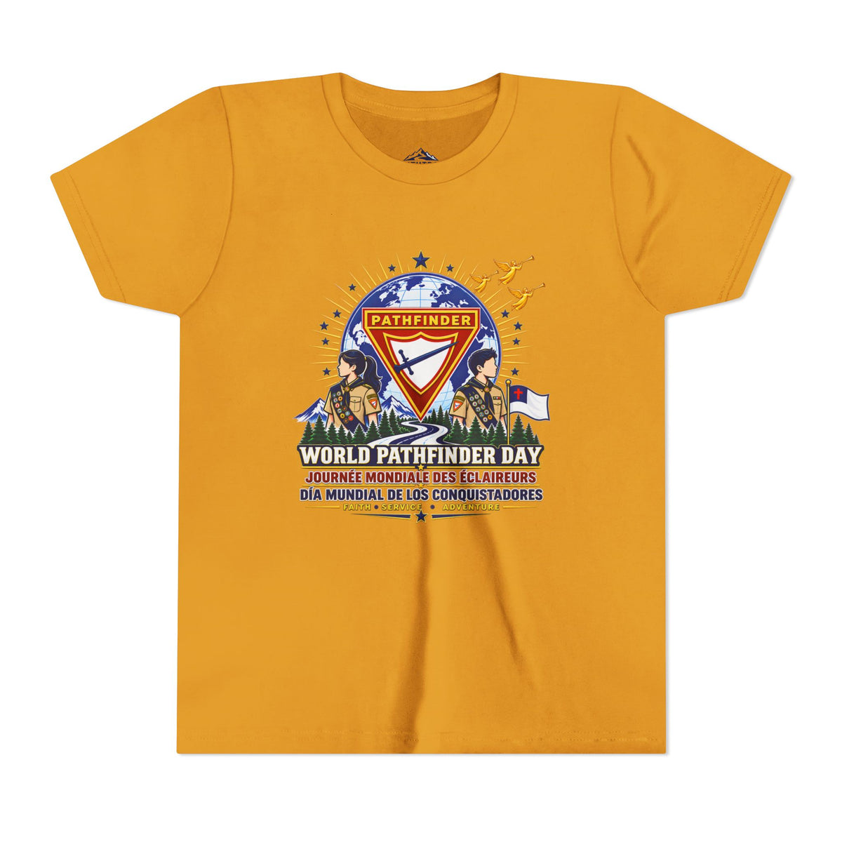 Youth Tee — World Pathfinder Day Badge Graphic (Trilingual)