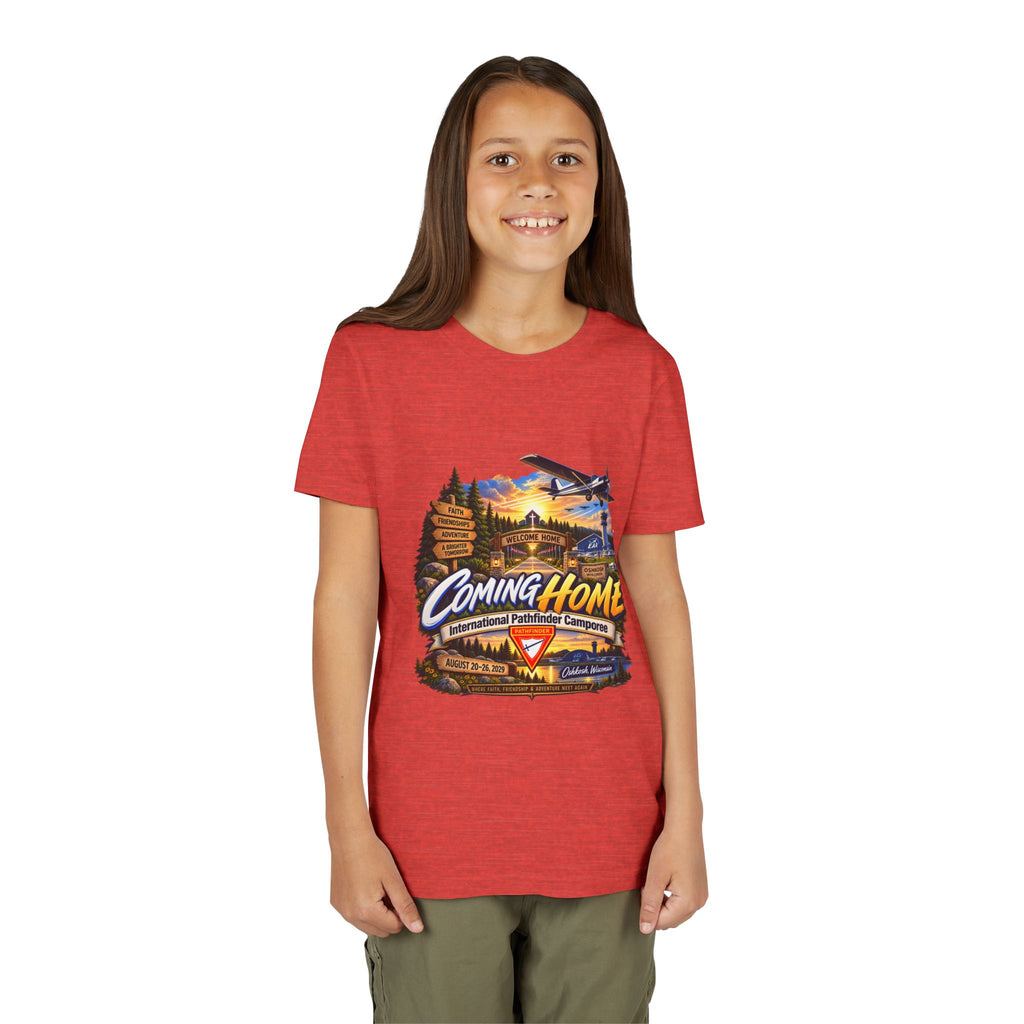 International Pathfinder Camporee - Stand Strong - Osh Kosh T-Shirt/Youth Tee — "Coming Home"