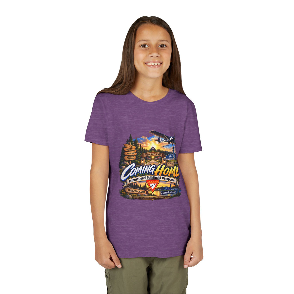 International Pathfinder Camporee - Stand Strong - Osh Kosh T-Shirt/Youth Tee — "Coming Home"