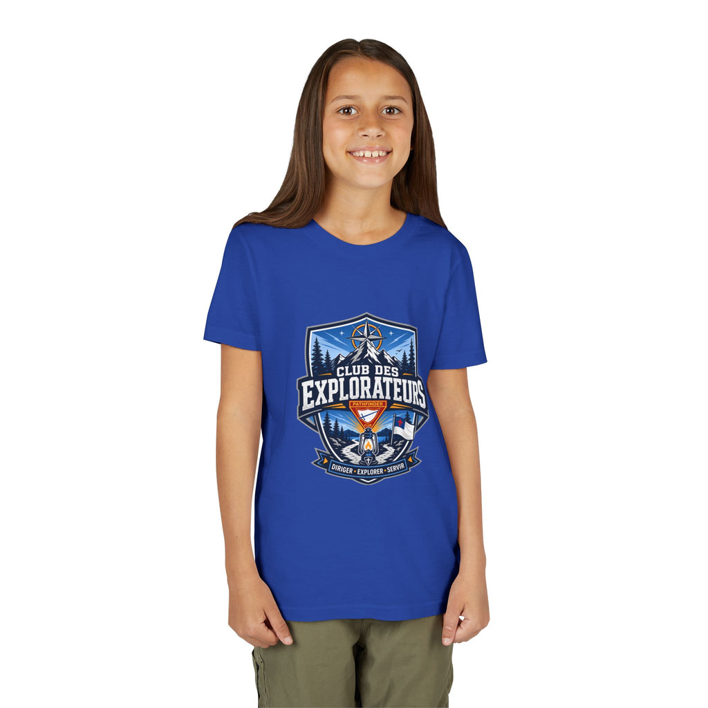 Explorateurs T-shirt pour les jeunes | Compas de camping, feu de camp, pins