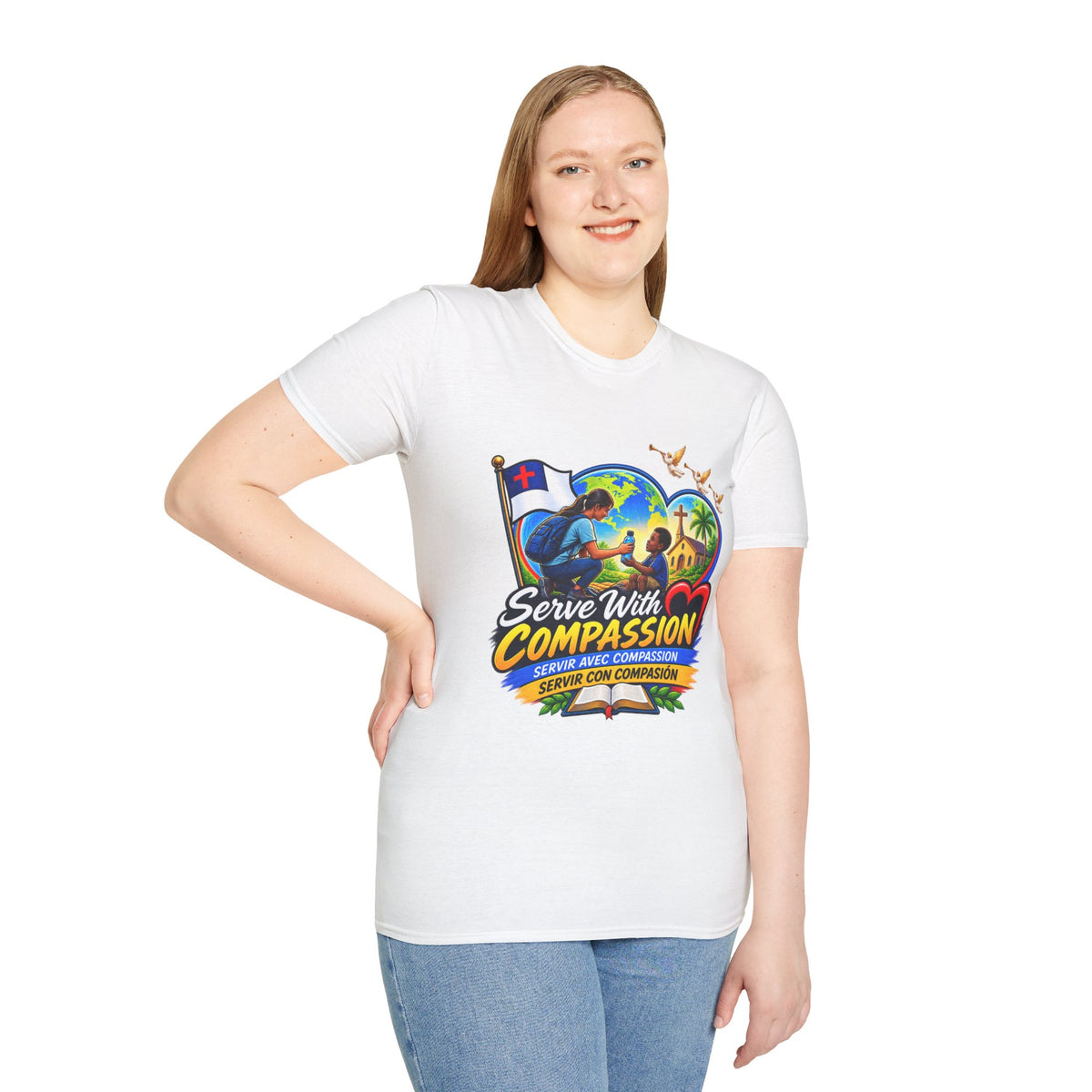 Serve With Compassion T-Shirt — Christian Faith-Based Volunteer Tee