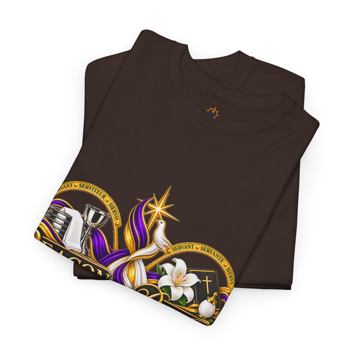 Deacon & Deaconess Heart Logo T-Shirt — Church Ministry Tee (Purple & Gold)