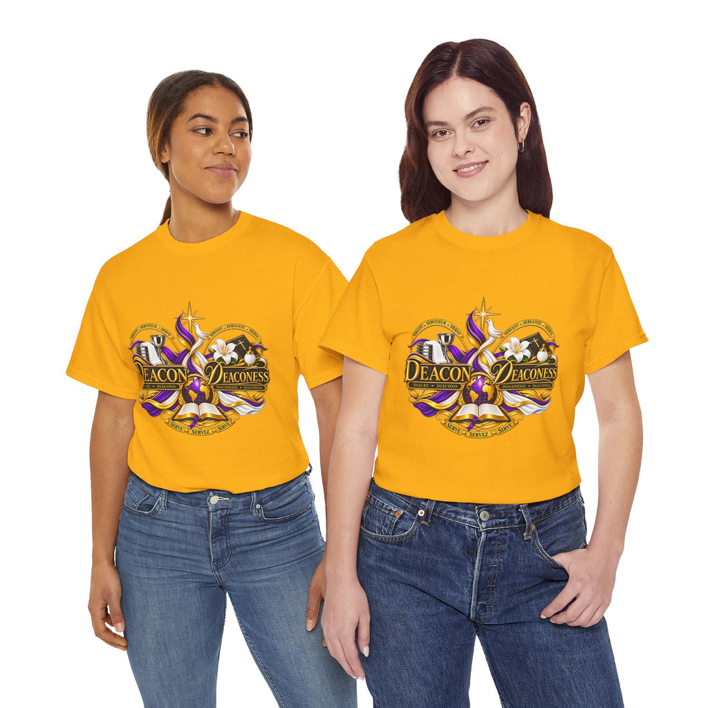 Deacon & Deaconess Heart Logo T-Shirt — Church Ministry Tee (Purple & Gold)