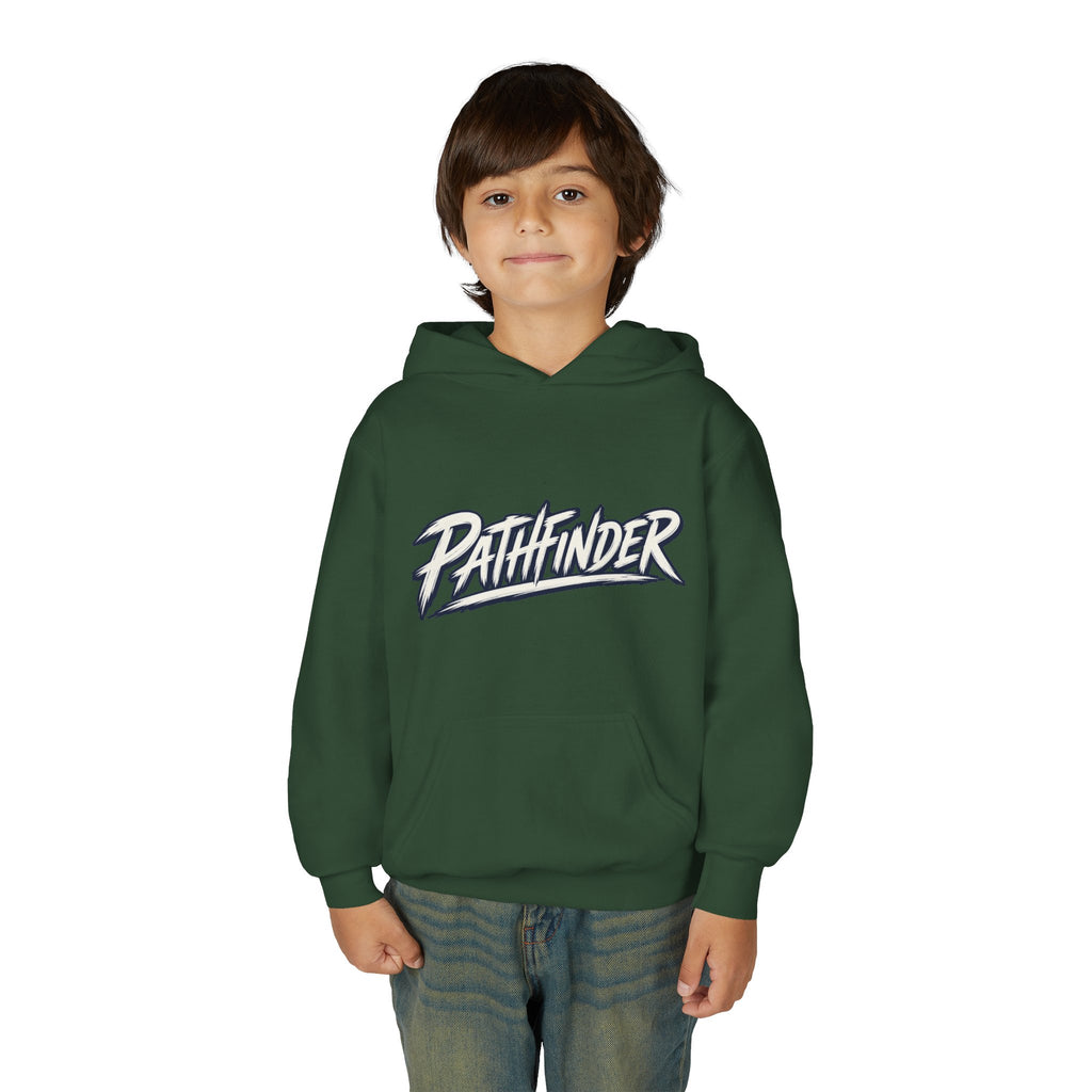 Pathfinder Youth Hoodie — Graphic Youth Pullover with Bold Script Logo