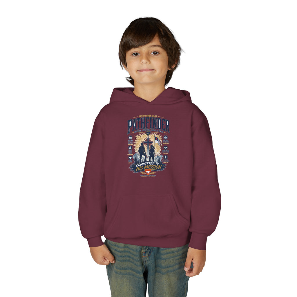 Pathfinder Cross Silhouette youth hoodie | Christian scout adventure design
