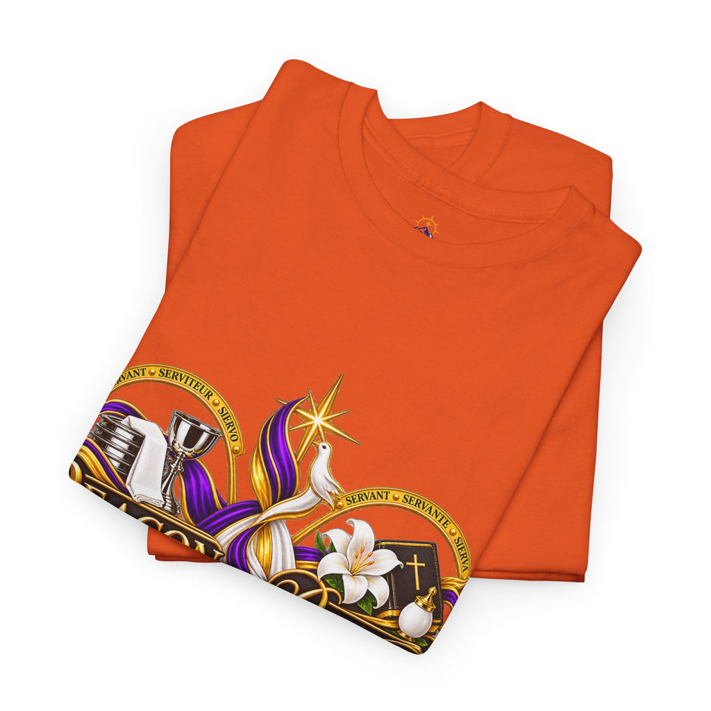 Deacon & Deaconess Heart Logo T-Shirt — Church Ministry Tee (Purple & Gold)