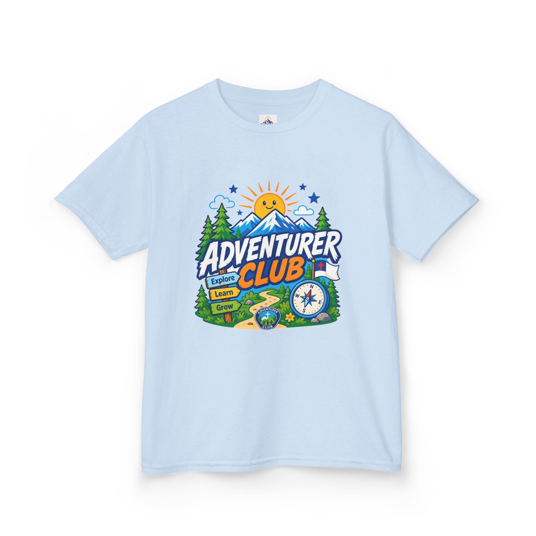 Adventurer Club Kids Tee | Camping Compass Sunrise Outdoors