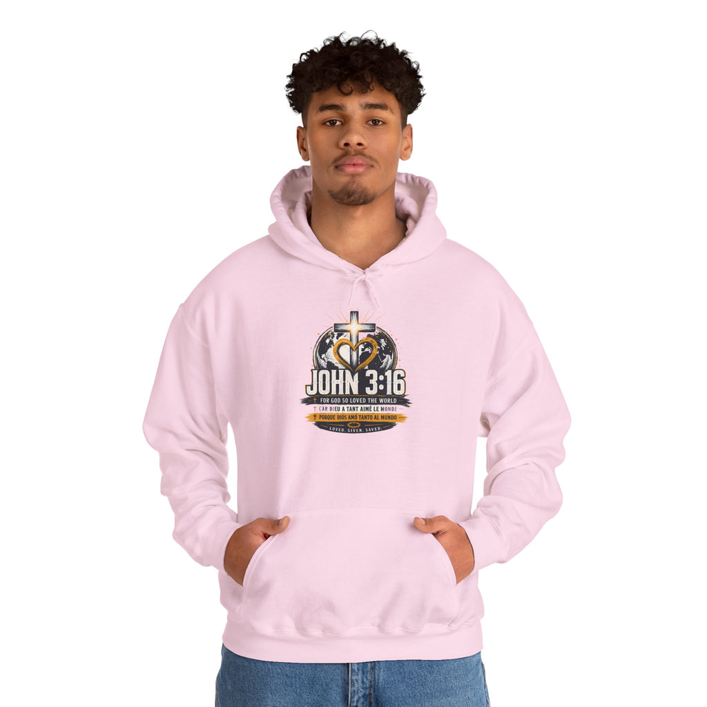 John 3:16 Christian Hoodie — Faith Cross Gospel Sweatshirt