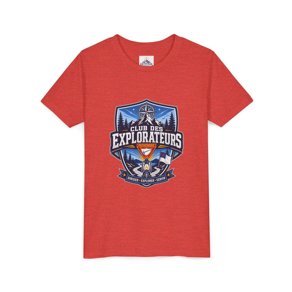 Explorateurs T-shirt pour les jeunes | Compas de camping, feu de camp, pins