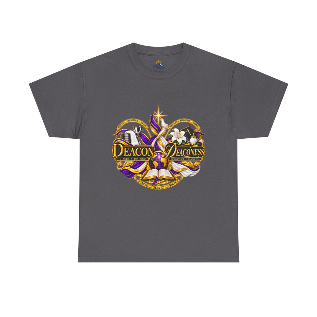 Deacon & Deaconess Heart Logo T-Shirt — Church Ministry Tee (Purple & Gold)