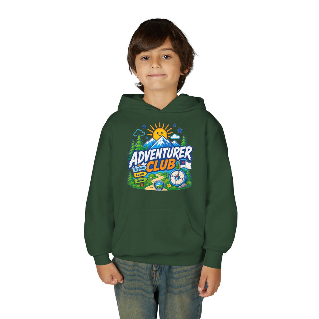 Adventurer Club Graphic Hoodie for Kids | Youth Sweatshirt, Outdoor Camping Design