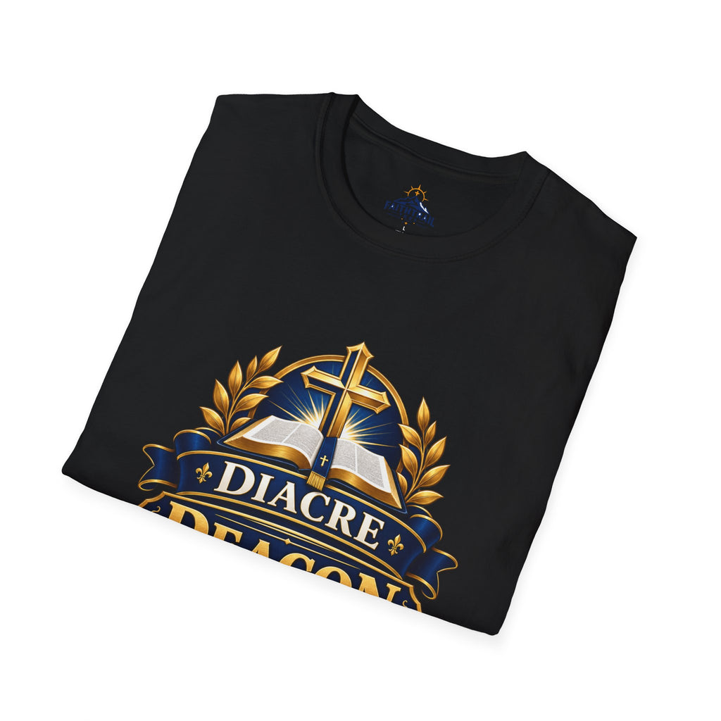 Deacon Faith T-Shirt — 'Diacre' Church Cross & Bible Emblem